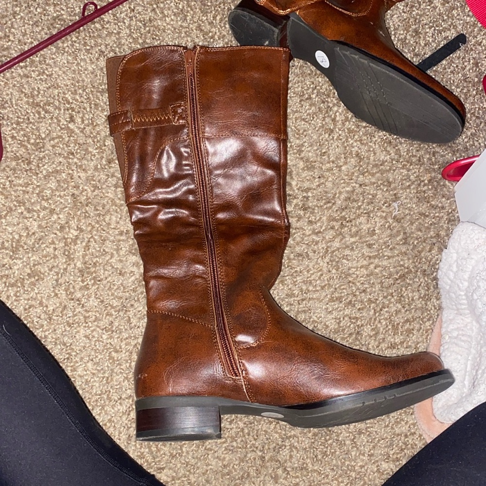 Brown leather boots